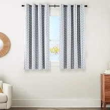 Amazon Basics Room-Darkening Blackout Curtain Set with Grommets - 52 x 63-Inch, Light Gray Herringbone, 2 Panels