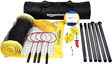Amazon Basics Outdoor Volleyball and Badminton Combo Set