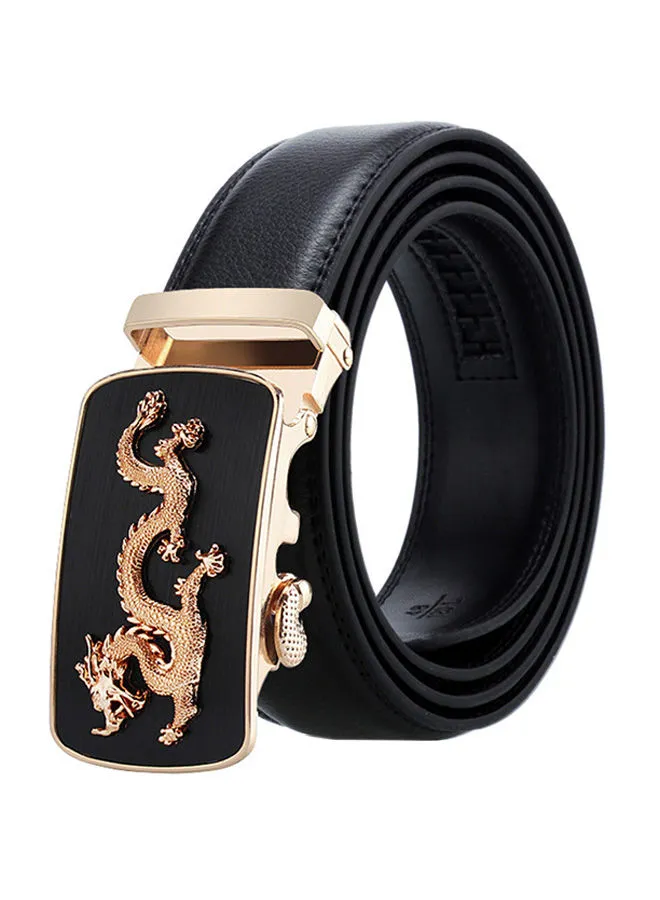 Generic Genuine Leather Belt With Automatic Locking Buckle Black/Gold