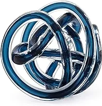 Torre & Tagus Orbit Glass Decor Ball, 4.5-inch Diameter, Indigo Blue