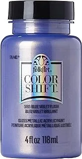 طلاء أكريليك متغير الألوان من فولك آرت بألوان متنوعة (118 مل)، فلاش أزرق بنفسجي