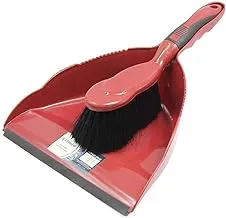 CEPILLO Dustpan with broom/brush with extra grip in handle, Portable hand broom, Cleaning Tool Perfect for Home and Office Lobby set Red/Black CP610