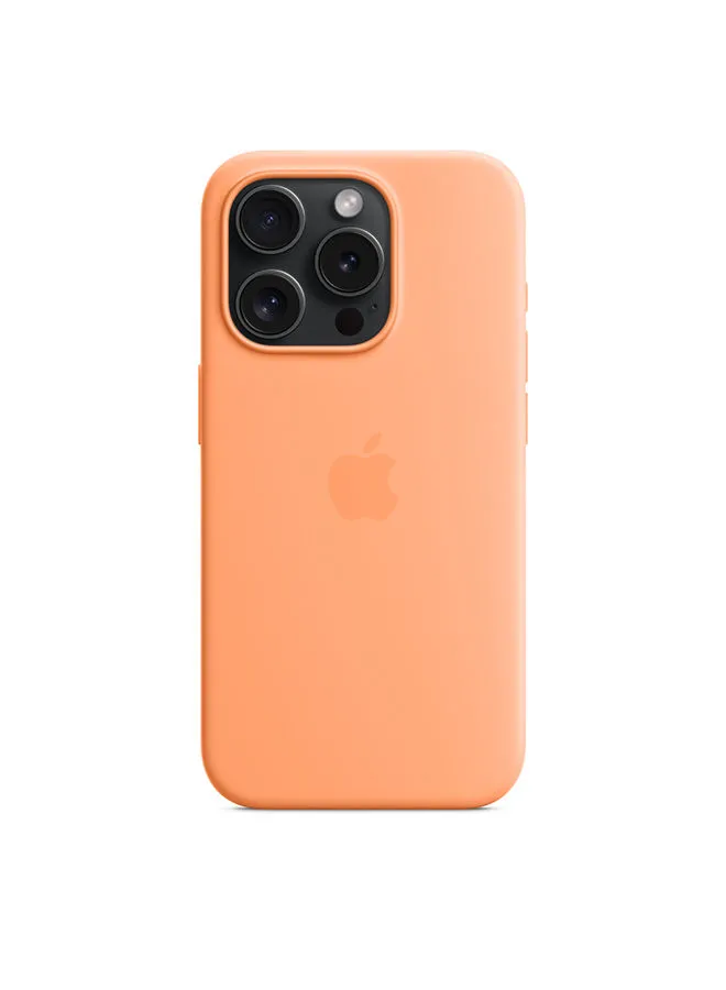 غطاء حماية سيليكون لهاتف ابل ايفون 15 برو مع MagSafe - شربات برتقالي