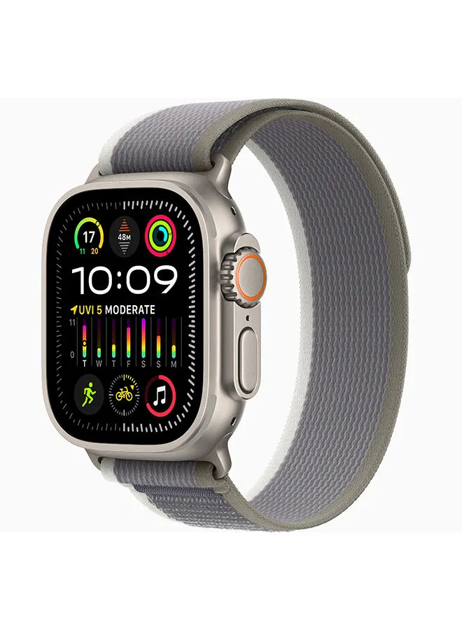 Apple Watch Ultra 2 GPS + Cellular, 49mm Titanium Case With M/L (Band fits 145–220mm wrists) Green/Grey Trail Loop