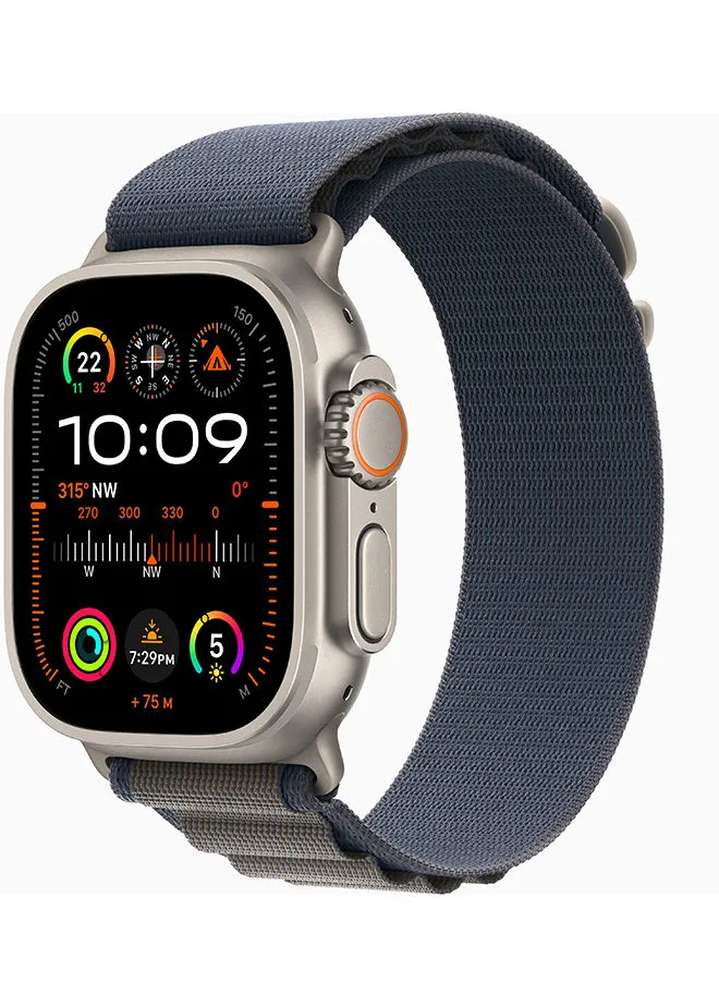Apple Watch Ultra 2 GPS + Cellular, 49mm Titanium Case With Large (Band fits 165–210mm wrists.) Blue Alpine Loop