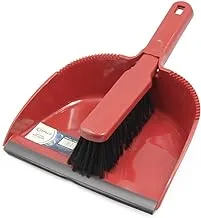 CEPILLO Dustpan with Broom/Brush,Portable hand broom, Cleaning Tool Perfect for Home and Office Lobby set Red/Black CP601