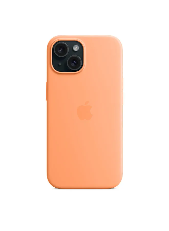 غطاء سيليكون لهاتف ابل ايفون 15 بلس مع MagSafe - شربات برتقالي