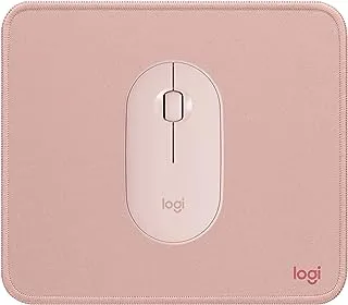 Logitech Pebble Wireless Mouse with Bluetooth or 2.4 GHz Receiver, Silent, Slim Mouse with Quiet Clicks, Pink + Logitech Mouse Pad - Anti-slip Rubber Base, Spill-Resistant Surface, Dark Rose