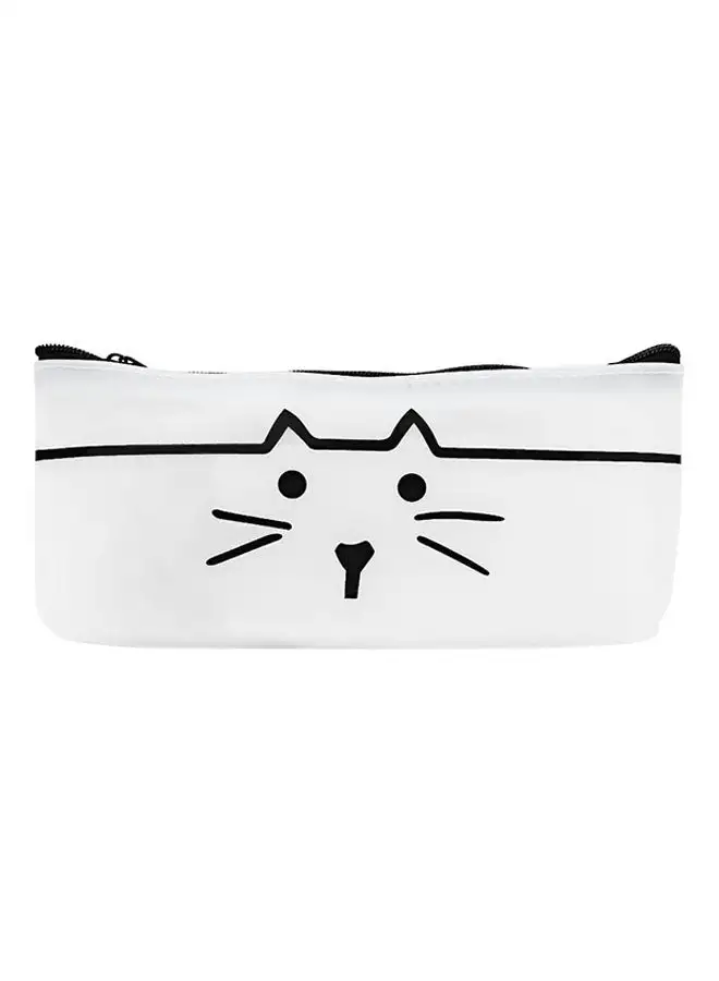 Generic حقيبة أقلام مطبوعة على شكل قطة أبيض/أسود