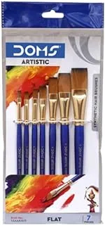Doms 8064 VarietyPack Flat Artistic Synthetic Paint Brush 7-Pieces Set, Blue
