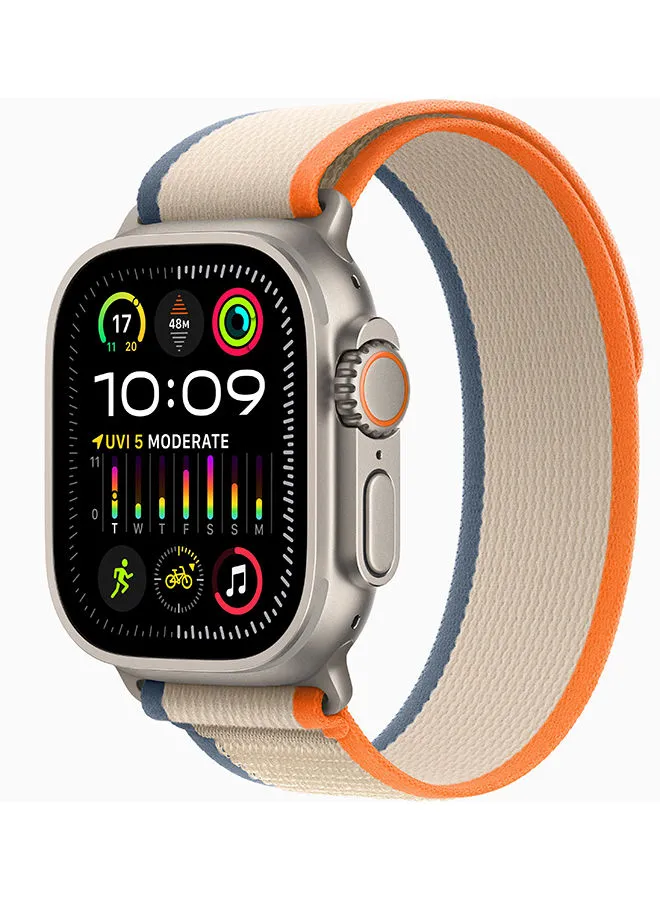 Apple Watch Ultra 2 GPS + Cellular, 49mm Titanium Case With S/M (Band fits 130–180mm wrists) Orange/Beige Trail Loop