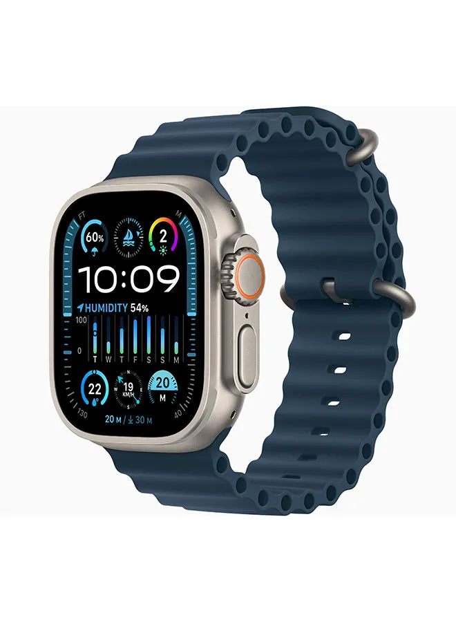 Apple Watch Ultra 2 GPS + Cellular، هيكل من التيتانيوم مقاس 49 ملم مع حزام Blue Ocean