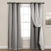 Lush Decor Sheer Grommet Curtains Panel with Insulated Blackout Lining, Room Darkening Window Curtain Set (Pair), 38