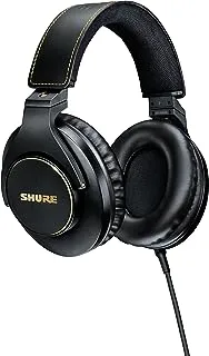 سماعات رأس سلكية فوق الأذن من Shure SRH840A للاستماع والمراقبة الحرجة، سماعة رأس احترافية، استجابة تردد مخصصة، صوت مفصل فائق، تصميم قابل للتعديل والطي - إصدار 2022