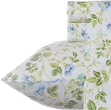 Laura Ashley Home Spring Bloom Cotton Sateen Sheet Set, Blue, Queen