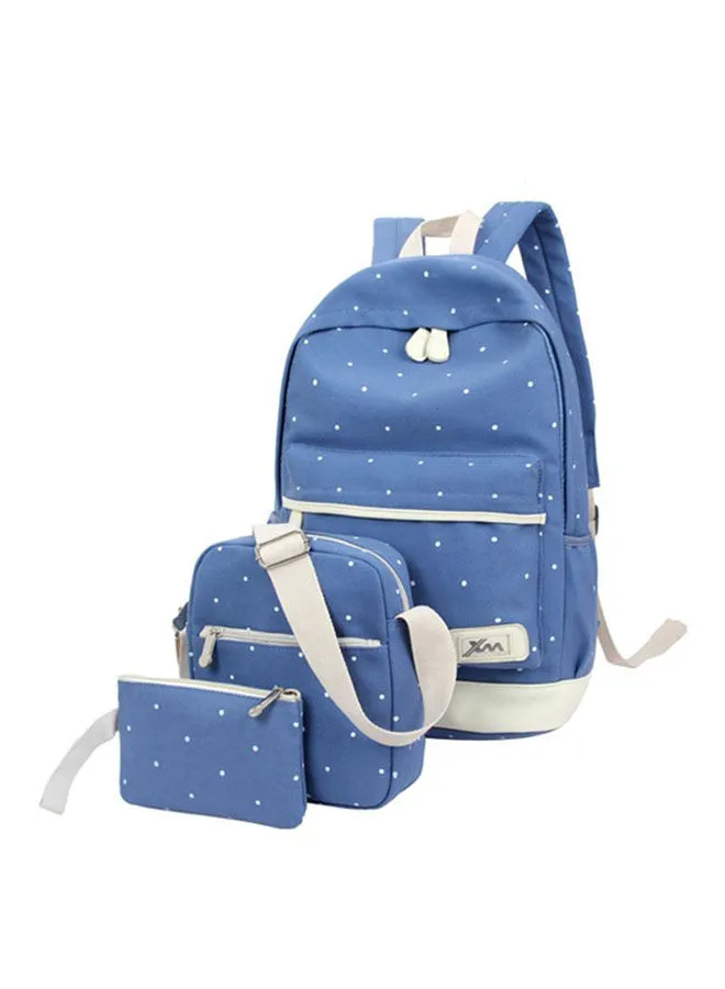 Generic Zip Closure Backpack With Crossbody Bag And Pouch Blue