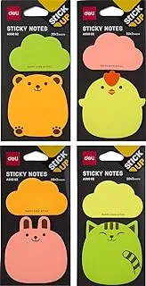 Deli Fancy Sticky Note, 4 stickers x 80 sheets, Assorted Colors, A55002