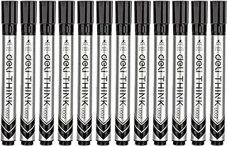 Deli Think 2-5mm Chisel Tip Dry Erase Markers 12 Pieces, Black