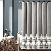 Lush Decor, Gray Nantucket Yarn Dyed Cotton Tassel Fringe Shower Curtain, 72