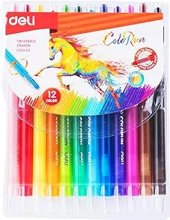 Deli Twistable Crayon Set Multicolor -12 Pc Set|Kids Coloring Crayon