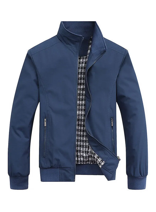 Generic Stand Collar Winter Jacket Blue