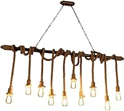 Hemp Rope Chandelier, 10 Bulbs Industrial Style Hanging Lamp Retro Pendant Light Sources 10 Bulbs E27 for Restaurant Living Room Cafe