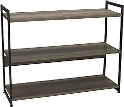Household Essentials Ashwood 3 Tier Storage Shelf with Metal, Grey Shelves – Black Frame