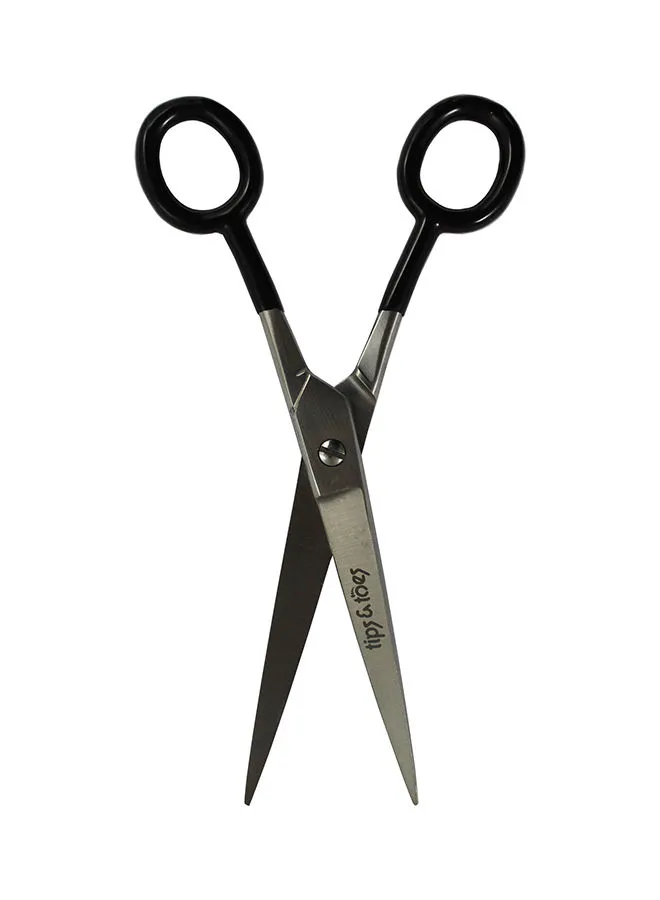 Tips & Toes Barber Scissors Silver/Black 14centimeter