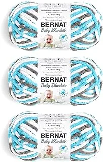 Bernat Baby Blanket Sail Away Yarn - 3 Pack of 100g/3.5oz - Polyester - 6 Super Bulky - 72 Yards - Knitting, Crocheting, Crafts & Amigurumi, Chunky Chenille Yarn