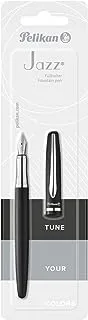 قلم حبر Pelikan Jazz Elegance، سن متوسط، يتضمن عبوة حبر زرقاء، معدن، أسود، بطاقة نفطة، 1 لكل منها (807234)