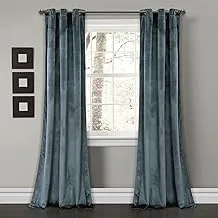 Lush Decor Prima Velvet Solid, 108” x 38”, Slate Blue Curtains Color Block Light Filtering Window Panel Set for Living, Dining, Bedroom (Pair), L