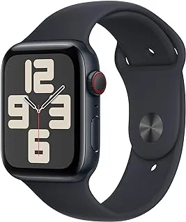 ساعة Apple Watch SE الجديدة (الجيل الثاني، 2023) [GPS + Cellular 44mm] ساعة ذكية مع هيكل من الألومنيوم منتصف الليل مع حزام Midnight Sport M/L. جهاز تتبع اللياقة البدنية والنوم، واكتشاف الأعطال، ومراقبة معدل ضربات القلب