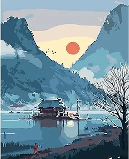 Paint by Numbers Landscape, Japanese Paint by Numbers for Adults Beginner, Paint by Numbers Lake, Home Wall Decor (Without Frame) 40 * 50CM