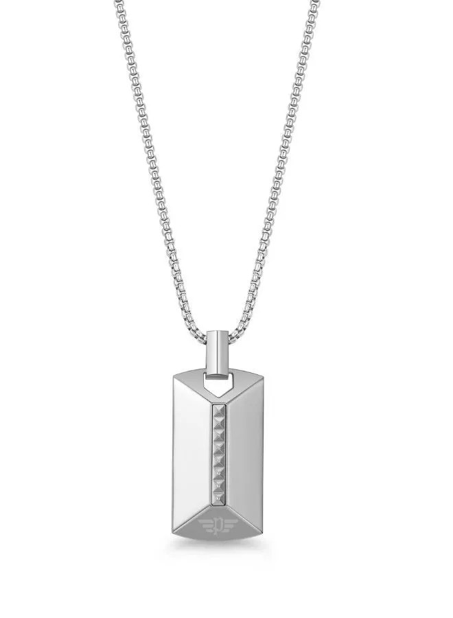 POLICE Geometric Metal Necklace For Men Silver Color