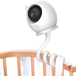 Baby Monitor Mount Shelf, Flexible Camera Stand for Nursery Baby Monitor Crib Holder, Compatible with Most Universal Monitors Camera, Versatile Twist Mount Without Tools or Wall Damage (White)