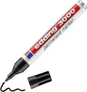 قلم ماركر دائم Edding 3000 - أسود - قلم واحد - طرف دائري 1.5-3 مم - قلم ماركر دائم سريع الجفاف - مقاوم للماء ، مقاوم للتلطخ - للكرتون والبلاستيك والخشب والمعدن - قلم ماركر عالمي