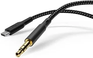 Powerology Braided Type-C to AUX 3.5mm Cable 1.2M - Black