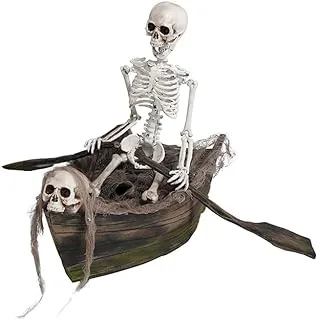 Fiestas Guirca Skeleton in Boat with Movement, 37 cm x 17 cm Size, Multicolor