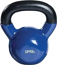 SPRI Kettlebell Weights Deluxe Cast Iron Vinyl Coated Comfort Grip Wide Handle Color Coded Kettlebell Weight Set
