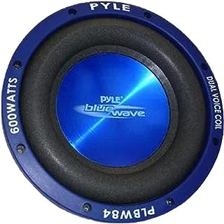 Car Vehicle Subwoofer Audio Speaker - 8 Inch Blue Injection Molded Cone, Blue Chrome-Plated Steel Basket, Dual Voice Coil 4 Ohm Impedance, 600 Watt Power, for Vehicle Stereo Sound System - Pyle PLBW84