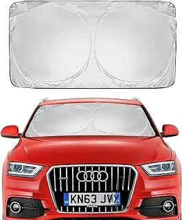ECVV Car Windshield Sunshade with Storage Pouch Car Sun shade in Multiple Sizes Foldable 240T Material for Sun heat and UV rays protection Car interior accessories 59x29 Inch Standard