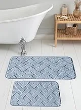 hihomey 2 Pcs Bath Rug Set Bathroom Rugs, Non Slip Ultra Soft and Water Absorbent Carpet, Machine Washable Quick Dry Bedroom Floor Mat Living Blue MT-59-3