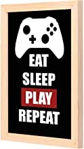 LOWHA Eat Sleep Play Repeat Wall Art with Pan Wood framed Ready to hang for home, bed room, office living room Home decor hand made wooden color 23 x 33cm By LOWHA