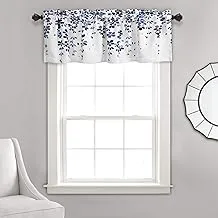 ستارة نافذة من Lush Decor Weeping Flowers للمطبخ، والمعيشة، وغرفة الطعام، وغرفة النوم، والستارة القصيرة، باللون الأزرق الداكن والأزرق