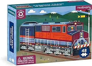 Freight Train 48 Piece Mini Puzzle from Mudpuppy, Featuring a Colorful Illustration of a Freight Train, 8 x 5.75, Informational Insert Included, Perfect for Kids 4+