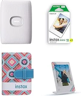 Fujifilm Instax Mini Link 2 Smartphone Printer Photo Kit, (Mini Link 2 Camera + Mini Photo frame + Photo Album + Instant Film 10 Pack ) White