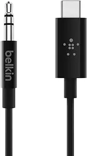 كابل صوت Belkin RockStar 3.5 ملم مع موصل USB-C (كابل صوت USB-C إلى 3.5 ملم ، كابل USB-C إلى Aux) ، 3 قدم / 0.9 متر