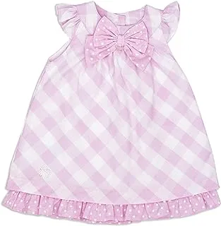 MOON 100% Cotton Dress With Headband 0-3M Pink - Pink Gingham