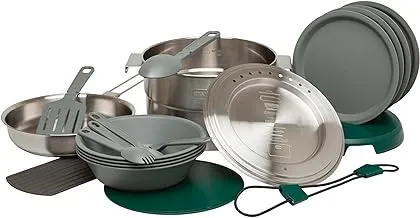 Stanley Adventure Full Kitchen Basecamp Camping Cooking Set 3.5L - 11 Piece Camp Cook Set - Outdoor Cook Set - Stainless Steel Pot with Vented Lid - Cookware for Backpacking, Hiking and Camping