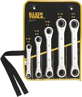 Klein Tools 68221 SAE Ratcheting Box Wrench Set, 5 Piece, 10 Sizes, Made in USA